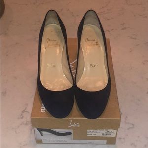 christian louboutin midnight navy suede heels